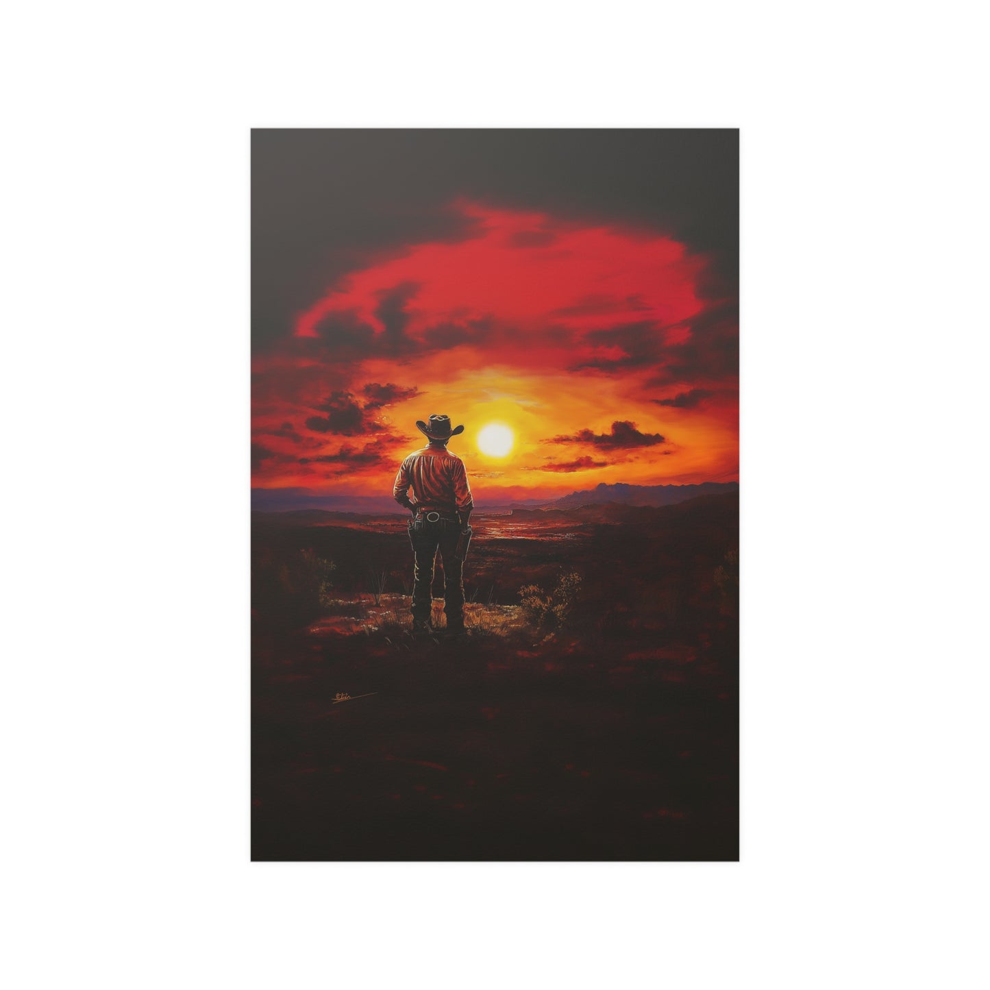 Cowboy Sunset Poster