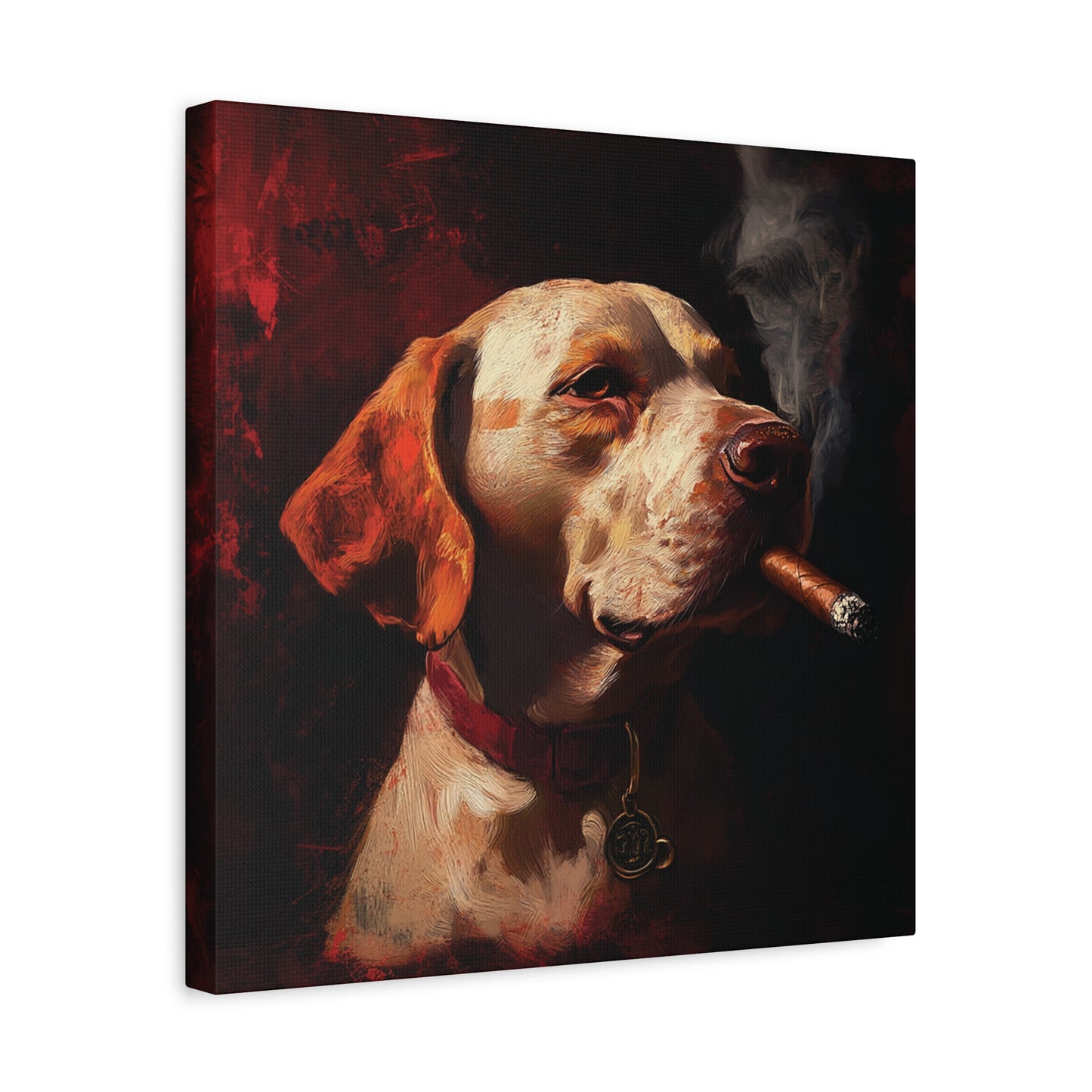 Dog Smoking Cigar Canvas