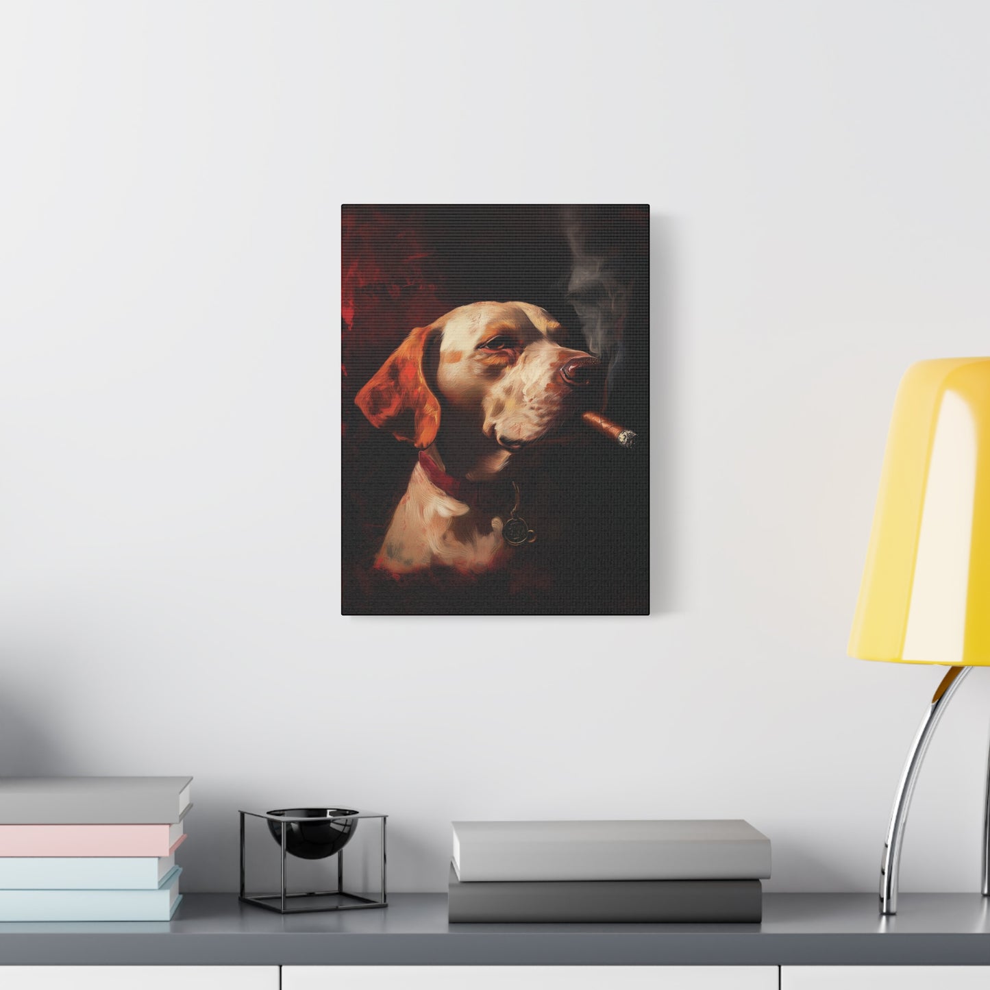 Dog Smoking Cigar Canvas