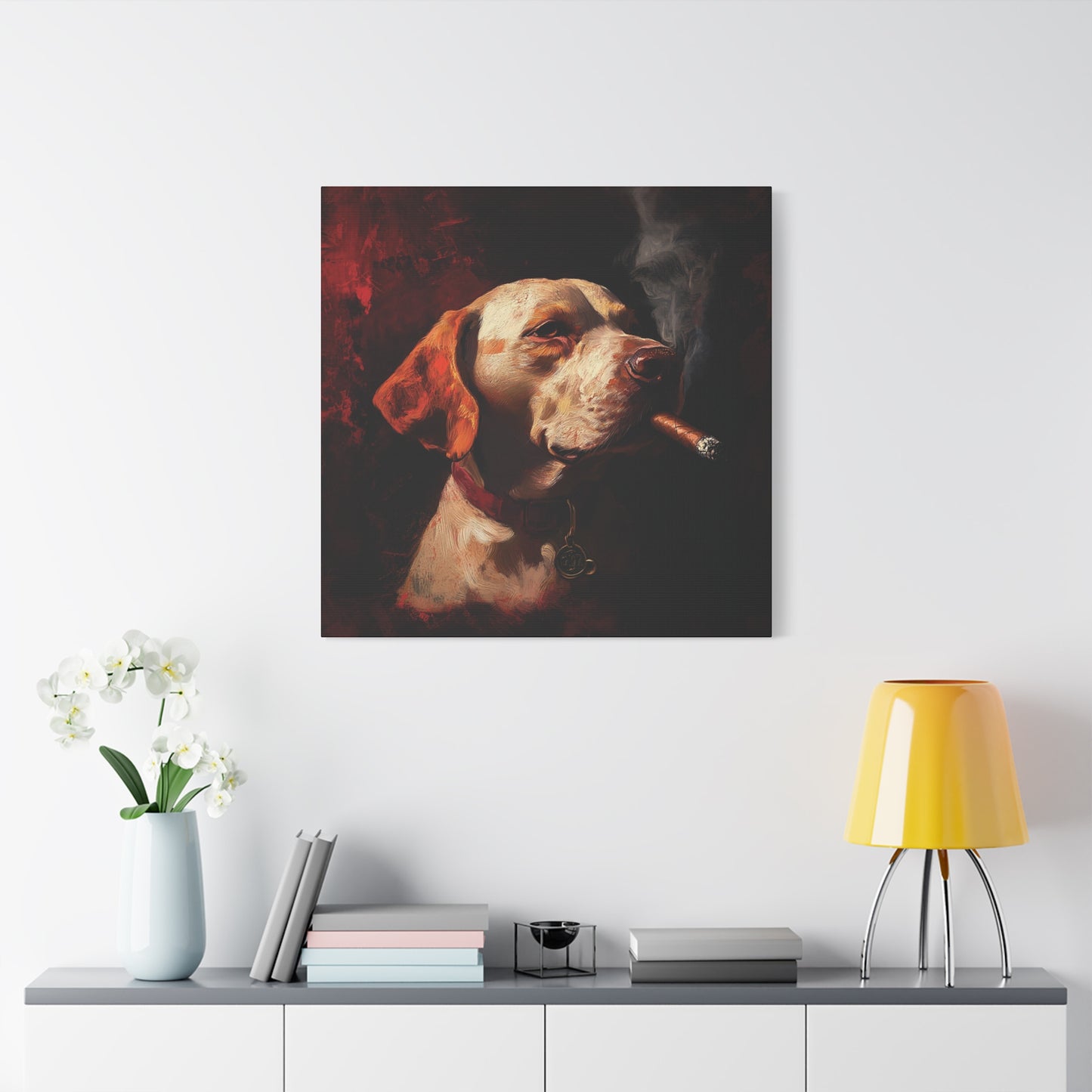 Dog Smoking Cigar Canvas