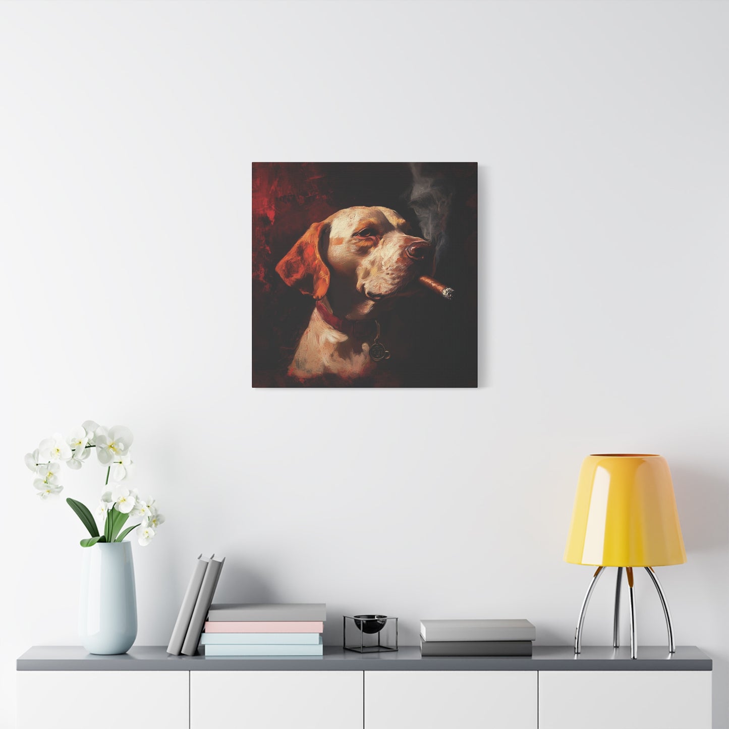 Dog Smoking Cigar Canvas