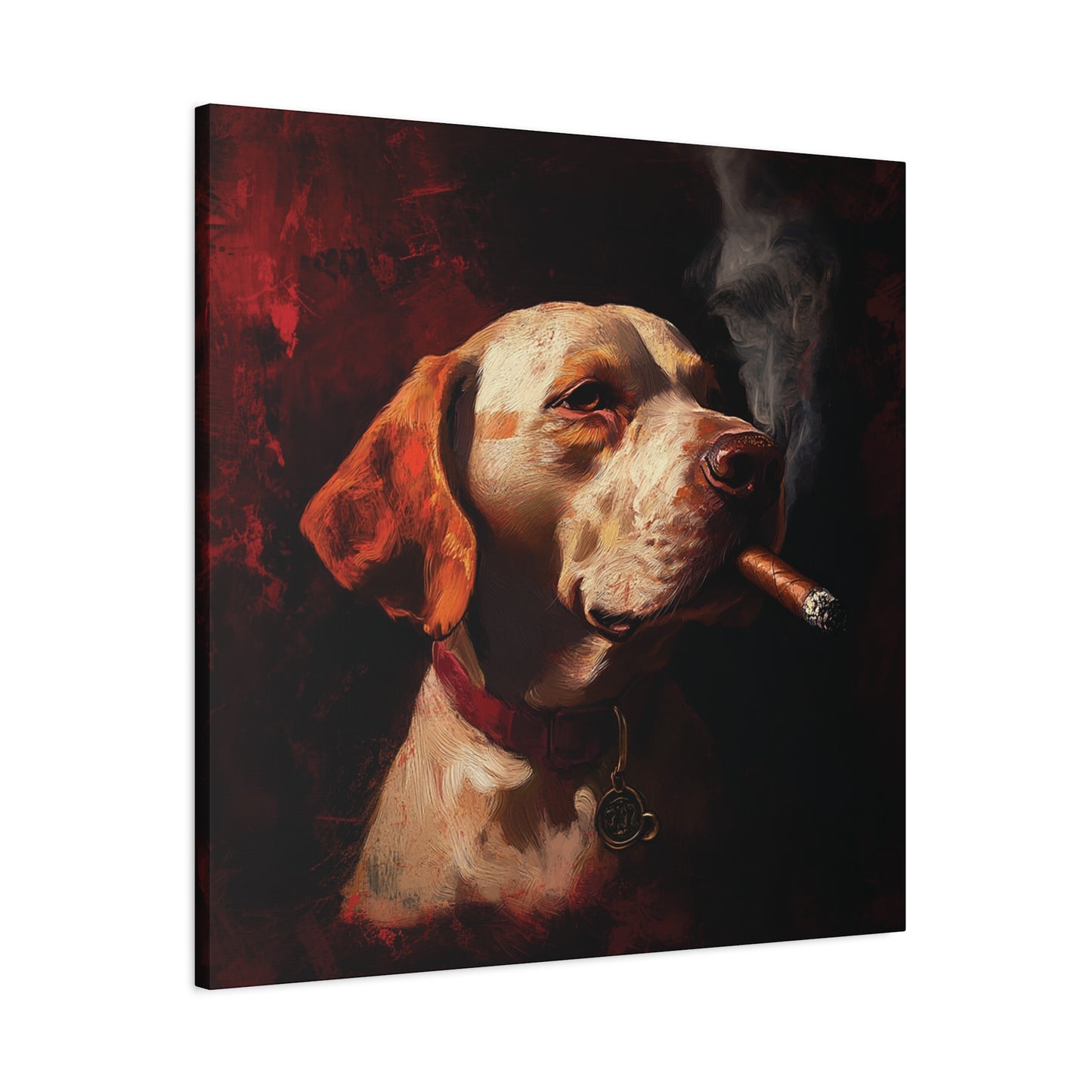 Dog Smoking Cigar Canvas