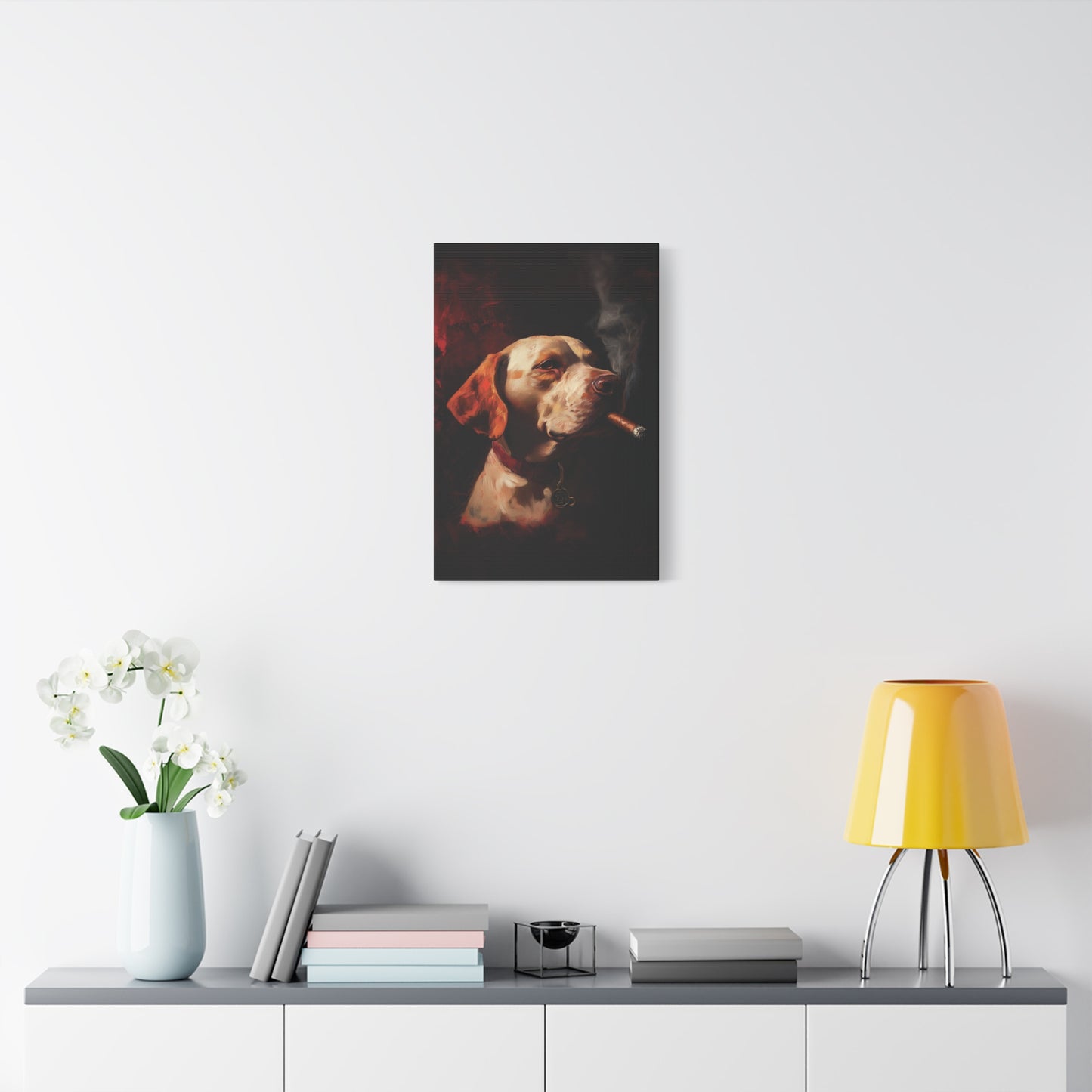 Dog Smoking Cigar Canvas