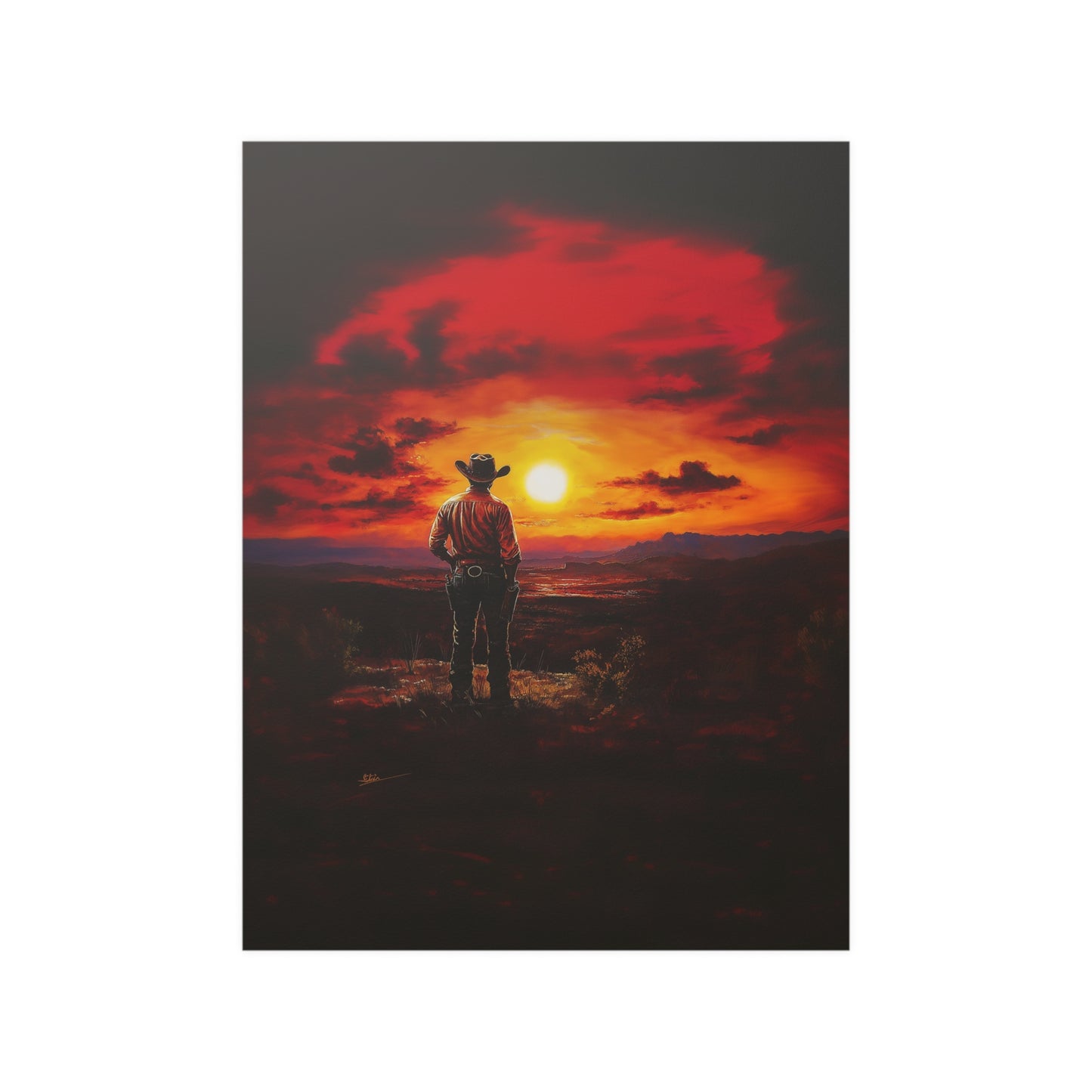 Cowboy Sunset Poster