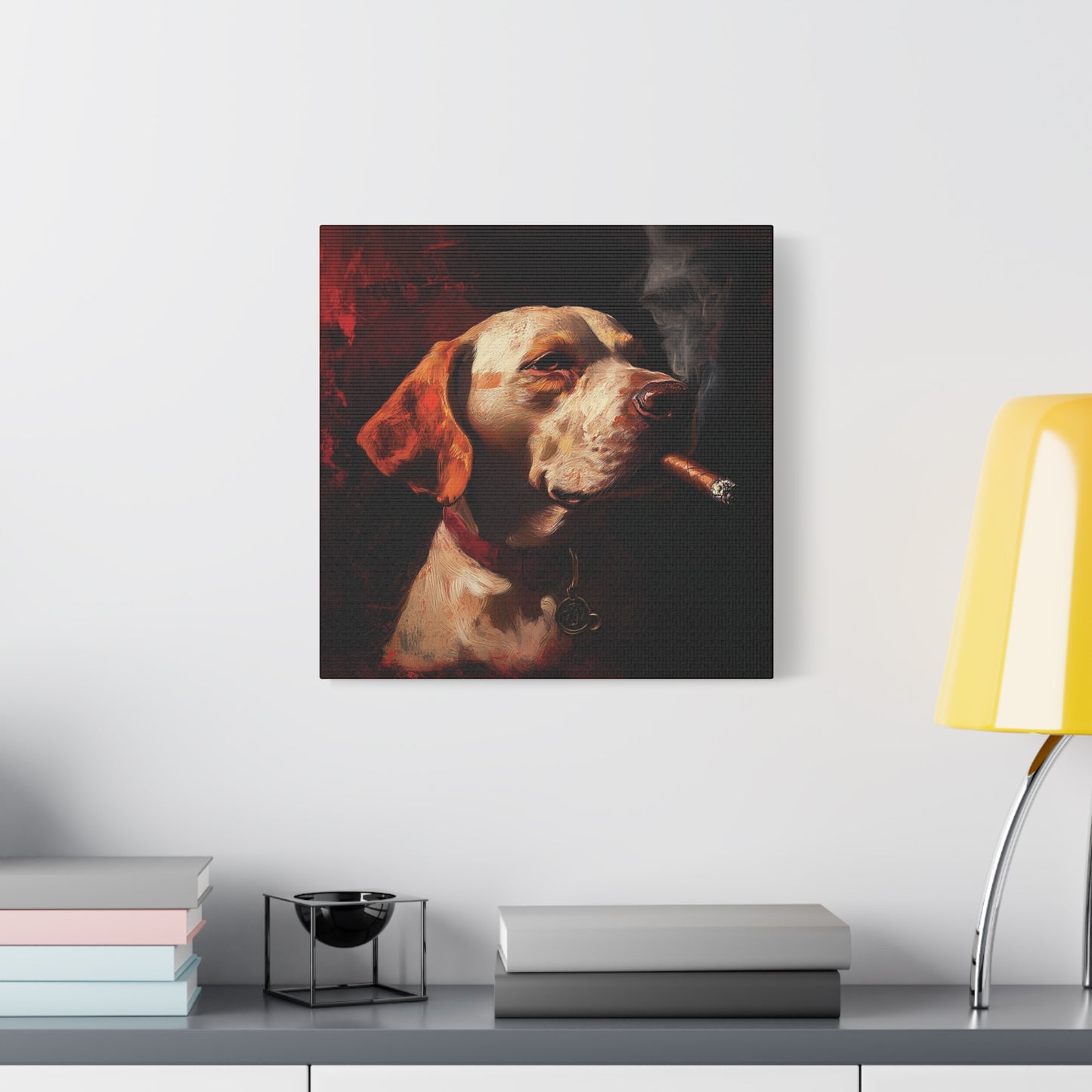 Dog Smoking Cigar Canvas