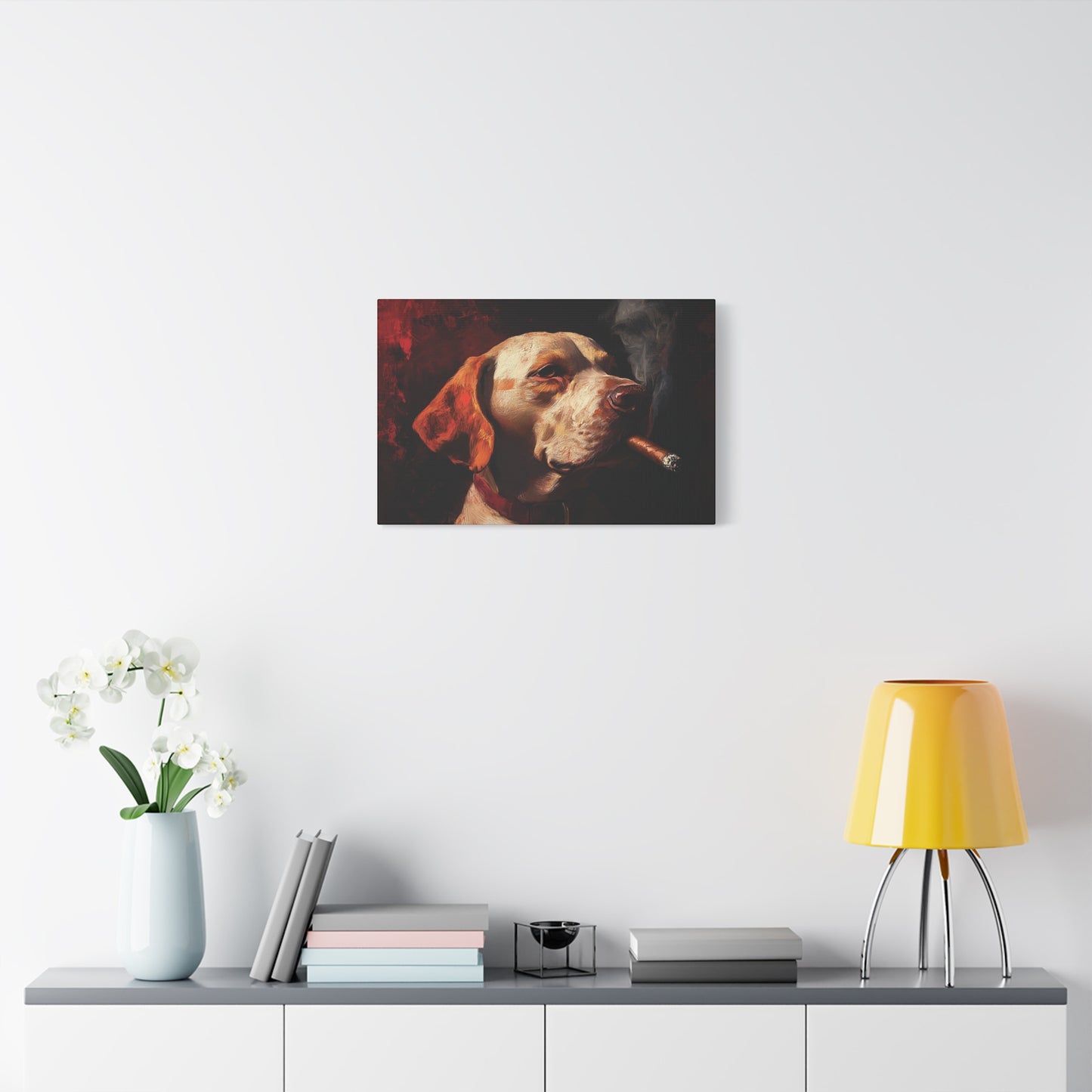 Dog Smoking Cigar Canvas