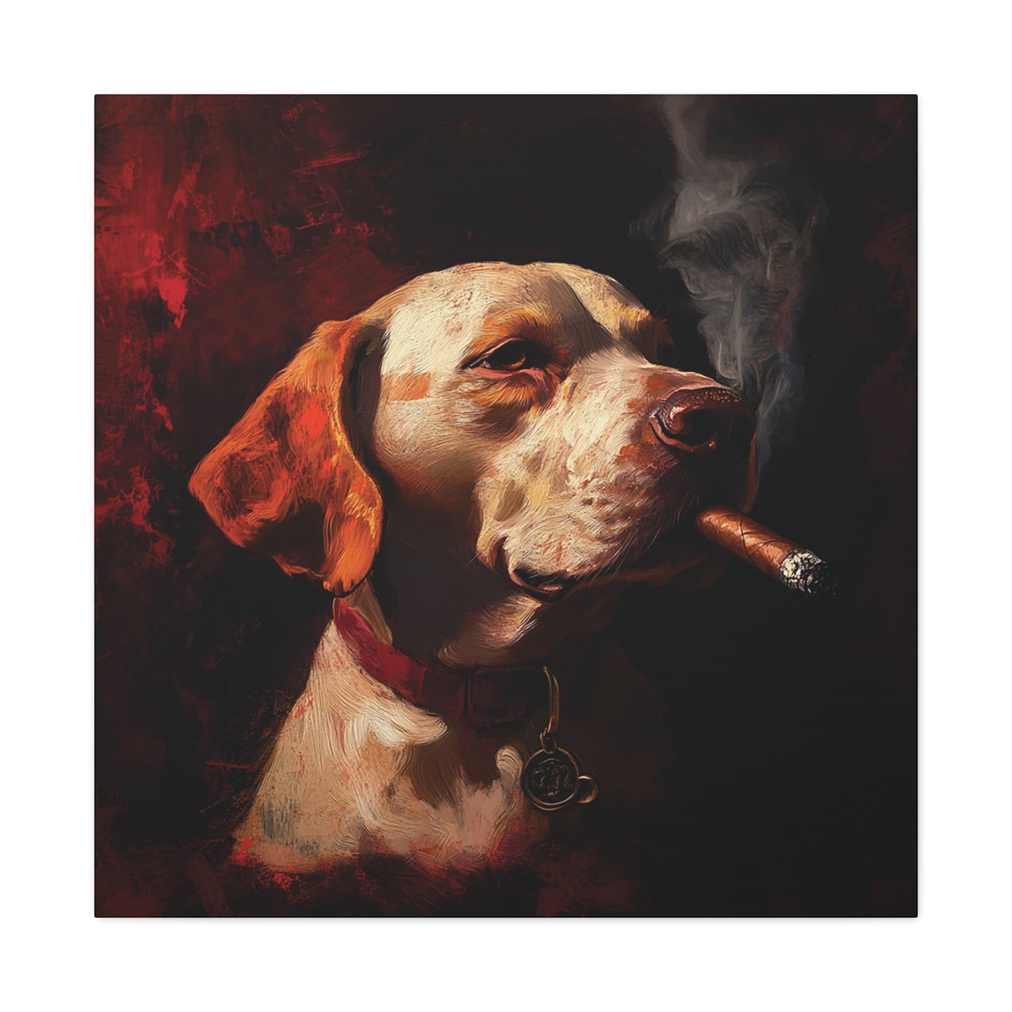 Dog Smoking Cigar Canvas