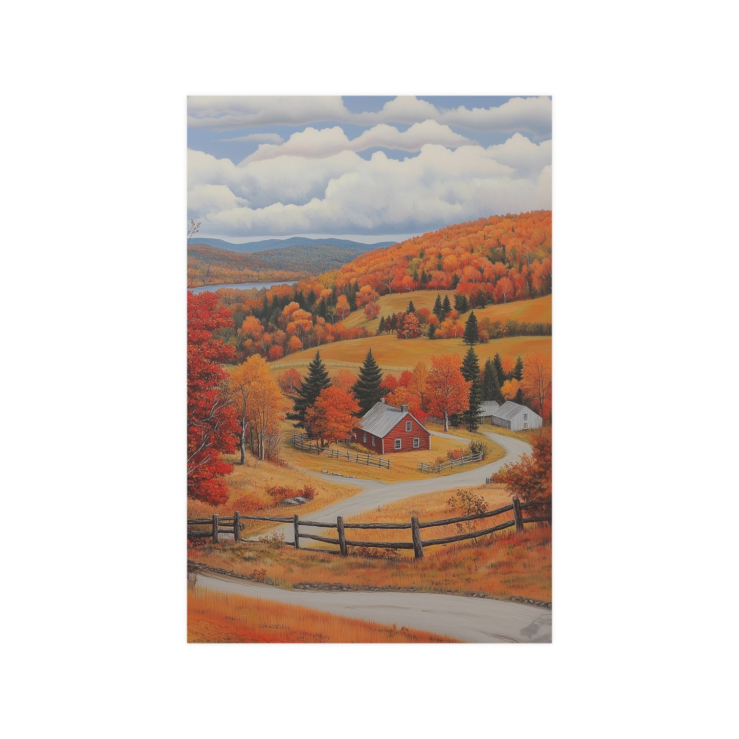 A Barn in Autumn Poster