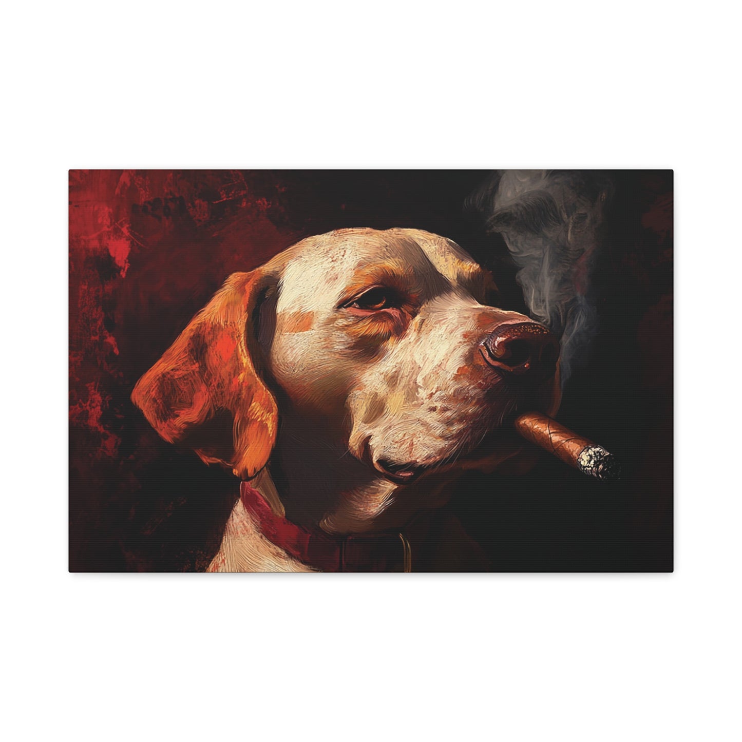 Dog Smoking Cigar Canvas