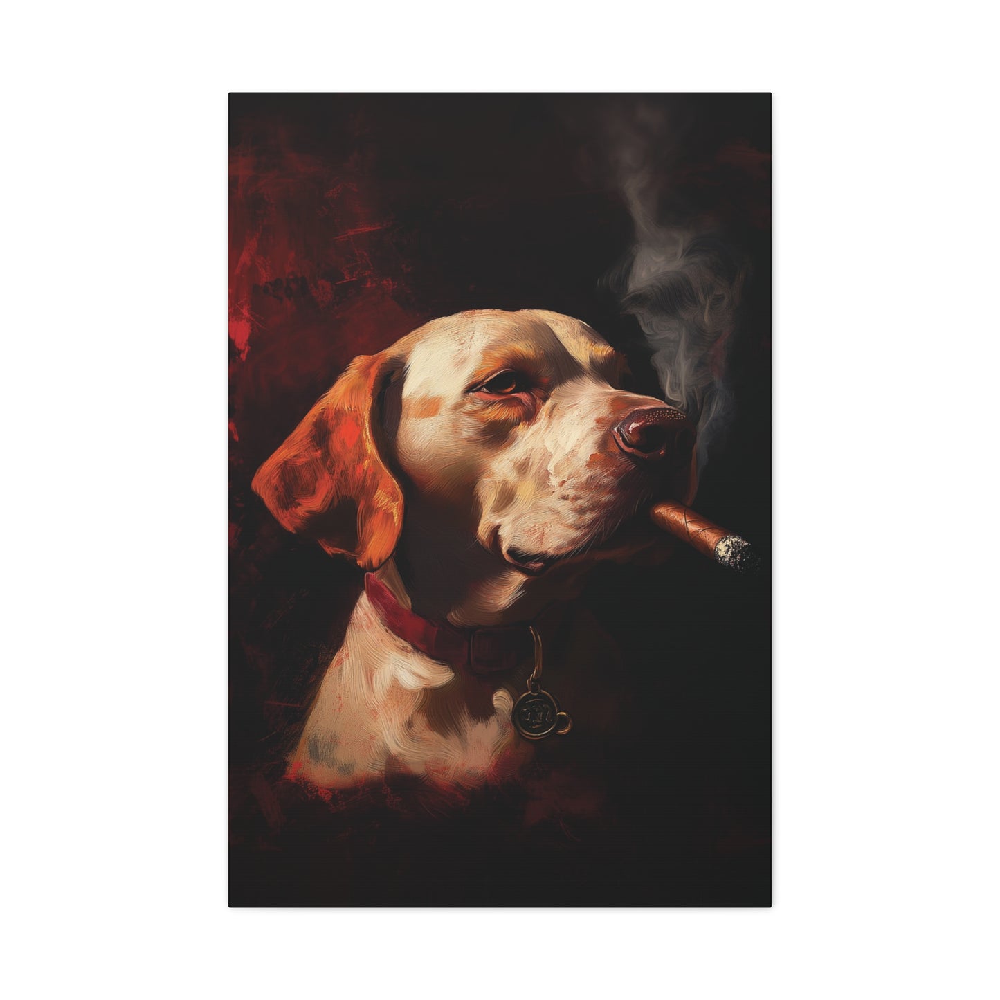 Dog Smoking Cigar Canvas