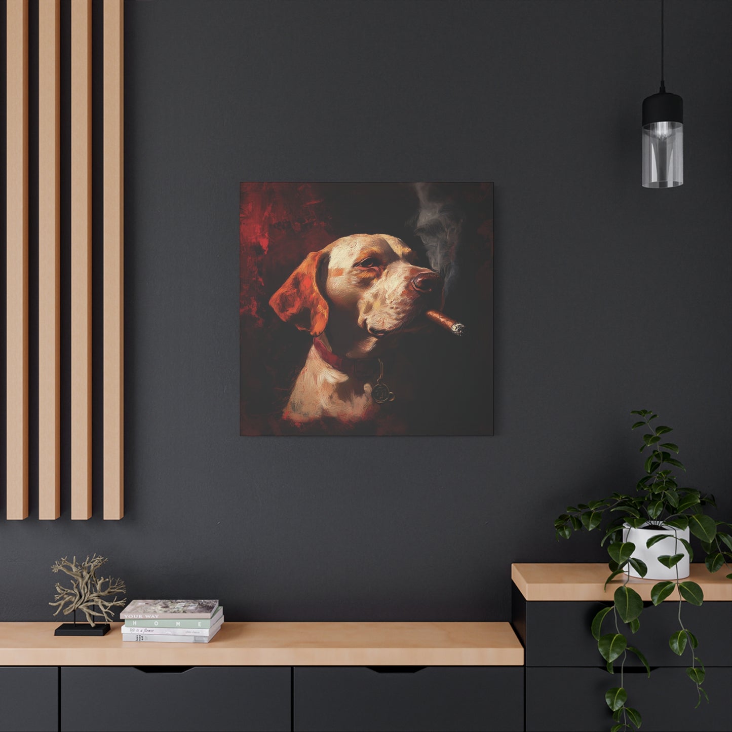 Dog Smoking Cigar Canvas