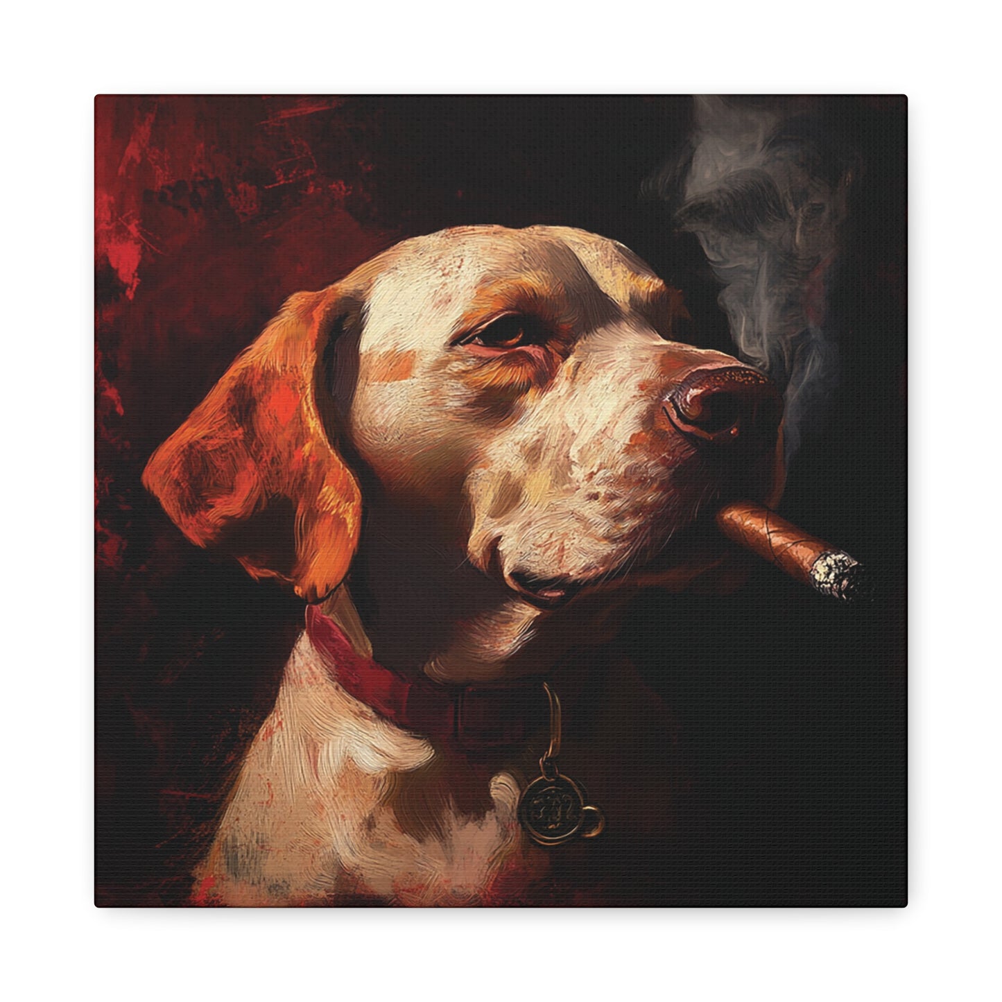 Dog Smoking Cigar Canvas