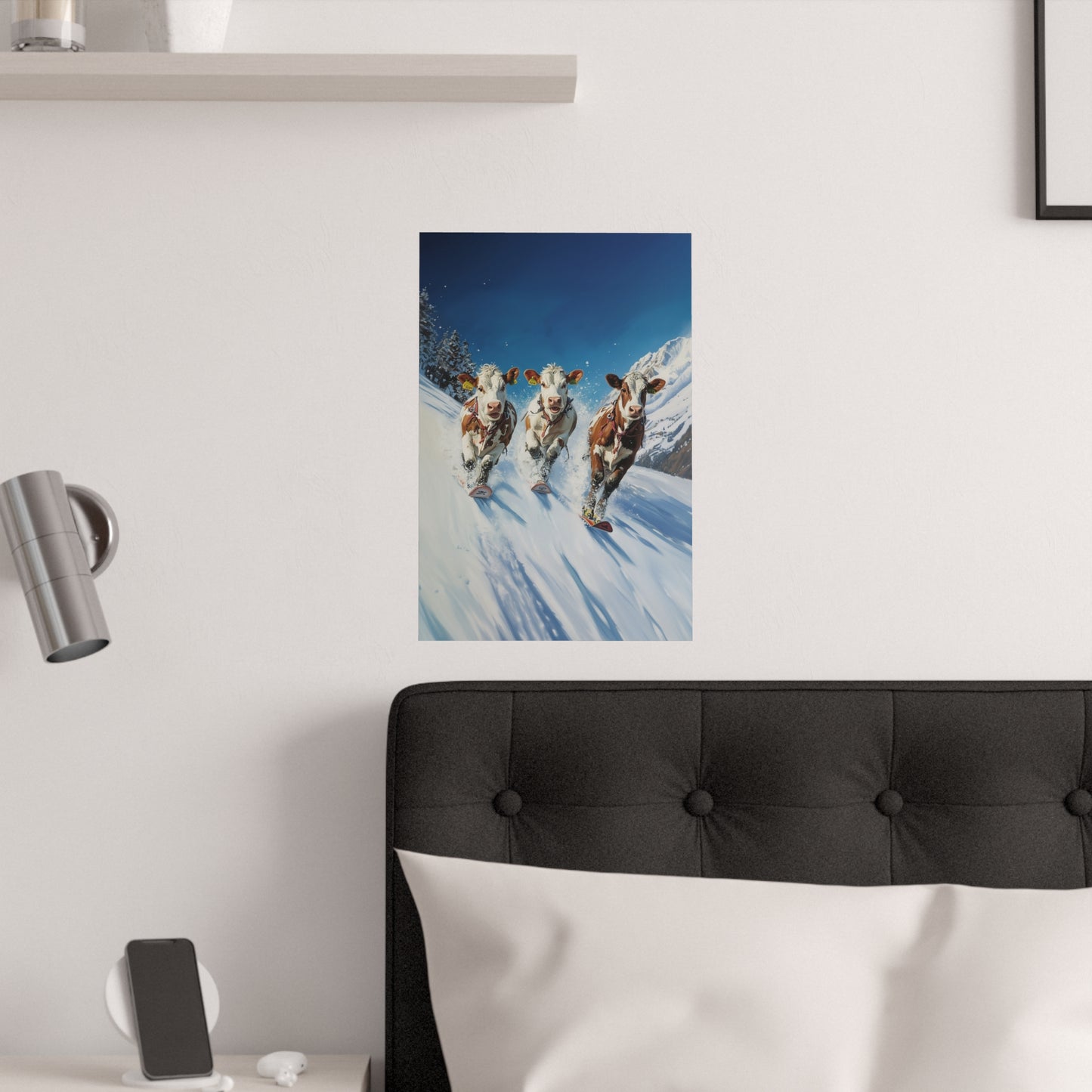 Skiing Cows Poster