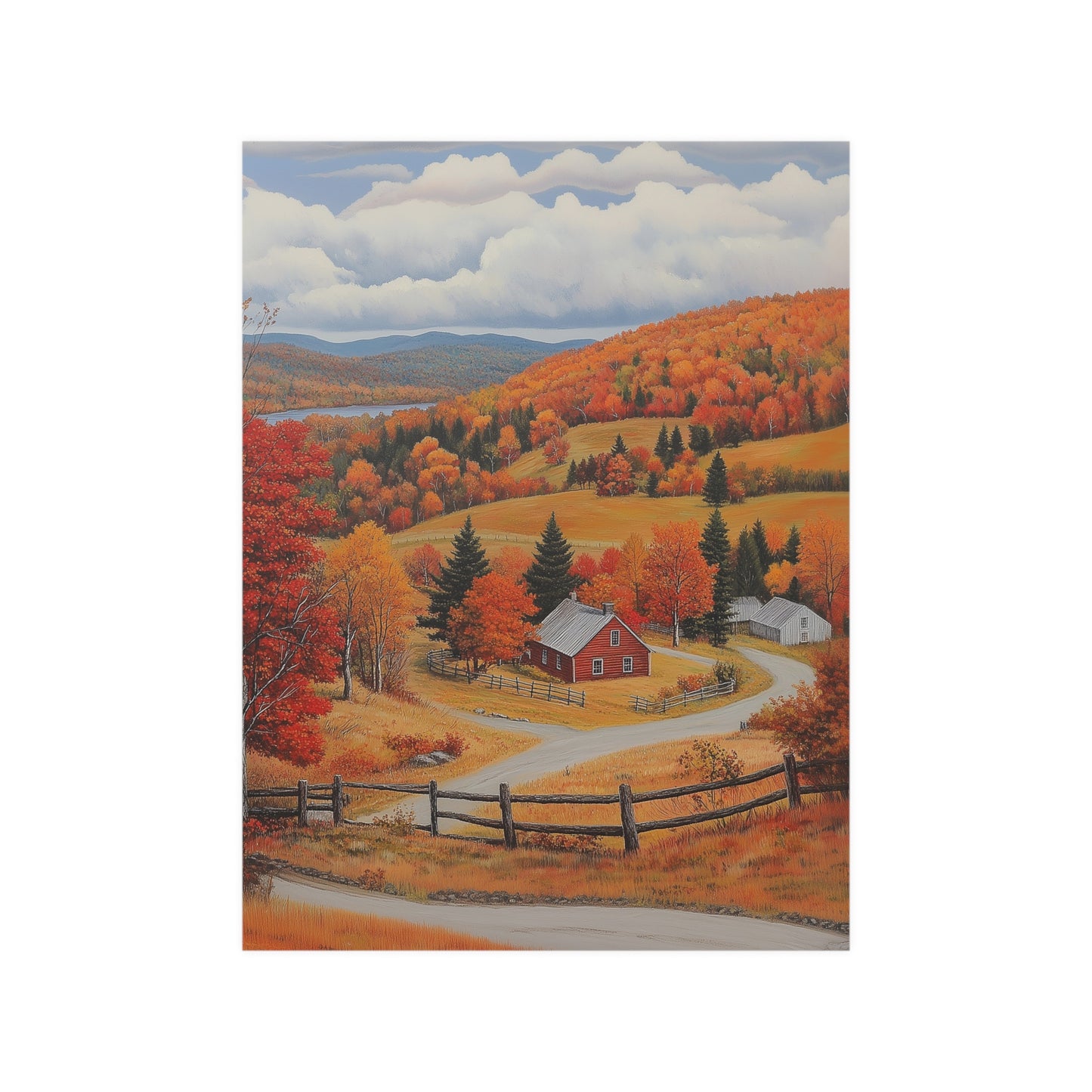 A Barn in Autumn Poster