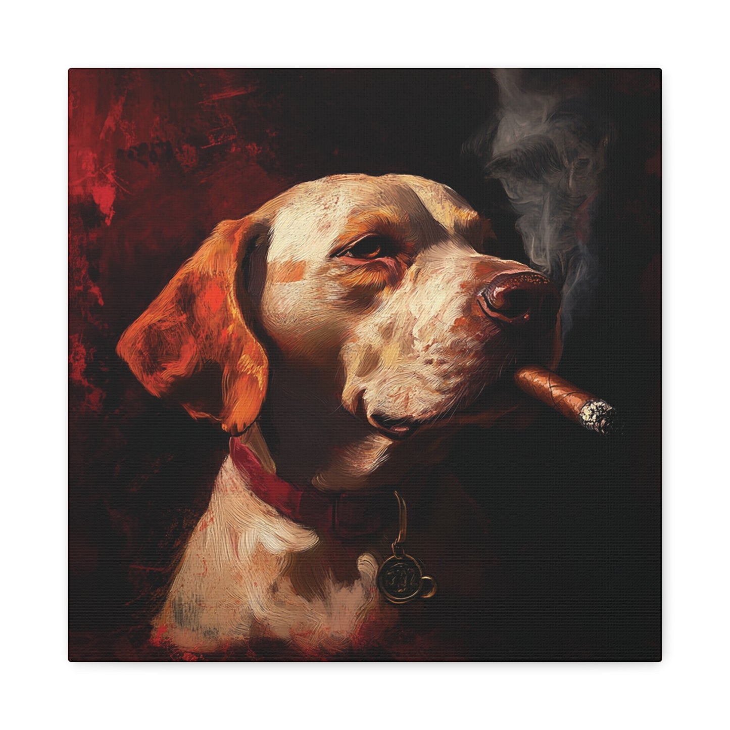 Dog Smoking Cigar Canvas