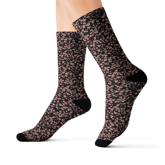 Dark Cherry Blossom Socks